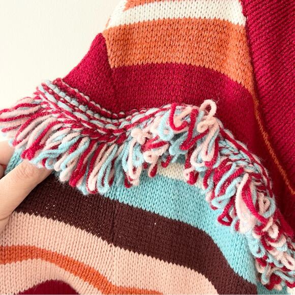Hayley Menzies Multicolor Sunset Striped Knit Cardigan Duster Sweater Size M - Picture 4 of 11